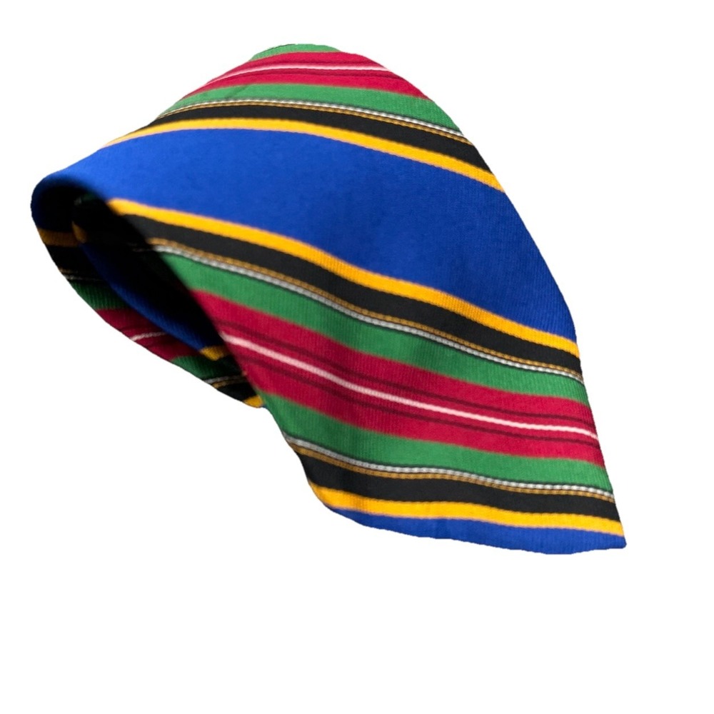Vintage Lauren Ralph Lauren Tie Mens Classic‎ Striped Colorblock  Silk Handmade